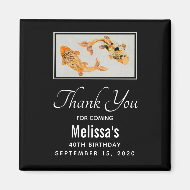 Aimant Elégant Gold Koi Poisson Anniversaire Merci (Devant)