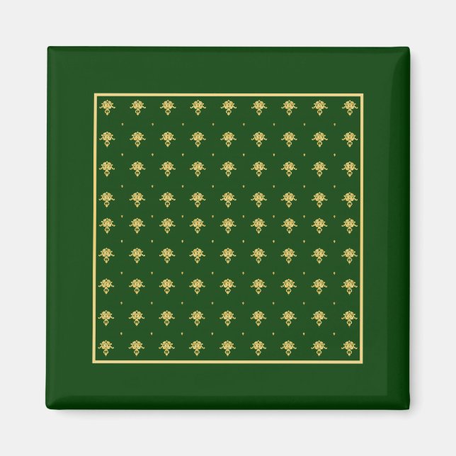 Aimant Elegant Green et Gold Damask (Devant)