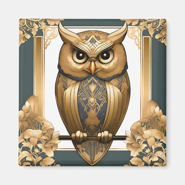 Aimant Elégant hibou Art Déco (Devant)