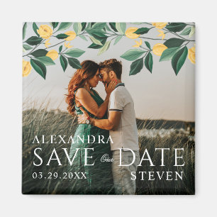 Aimant Elegant Lemon Tree Wedding Save The Date Photo