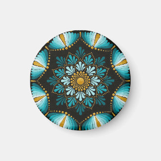 Aimant Elégant Mandala bleu | Boho de géométrie sacrée | 