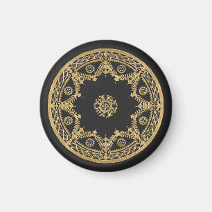 Aimant Elégant mandala noir et or