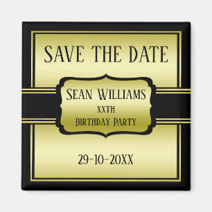 Aimant Elegant Man's Gold & Black Birthday Enregistrer la