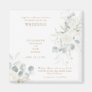 Aimant Élégant Mariage floral blanc