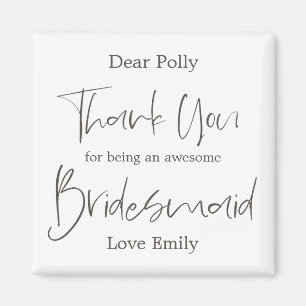 Aimant Élégant Merci Arty Script Bridesmaid Cadeau
