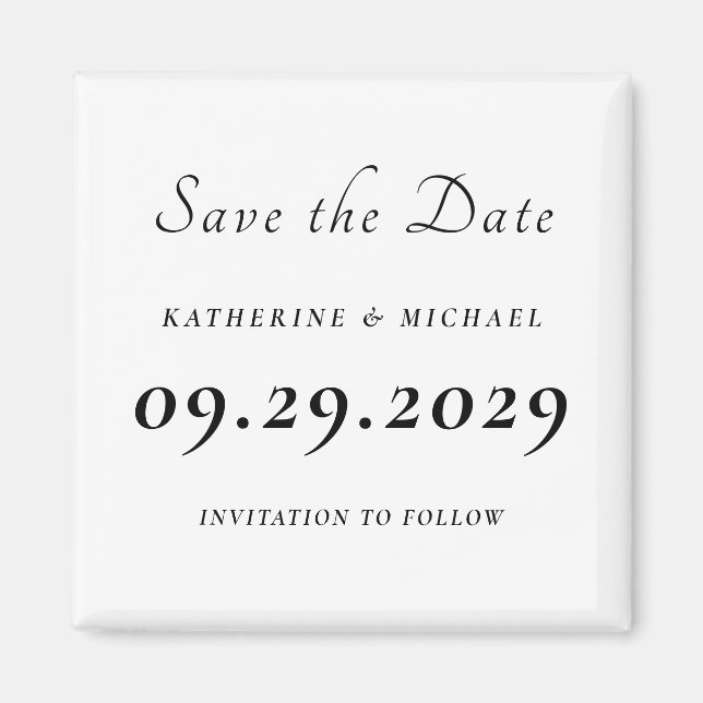 Aimant Elegant Minimal White Wedding Save The Date (Devant)