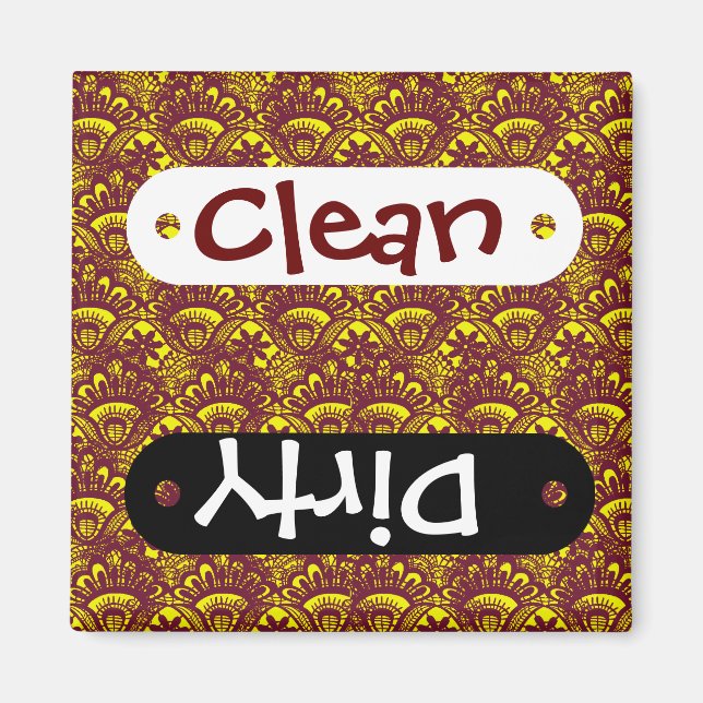 Aimant Élégant modèle de marron et de dentelle jaune Dama (Devant)