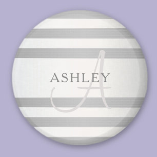 Aimant Élégant Monogramme Faux Gris Argent Gris Gris