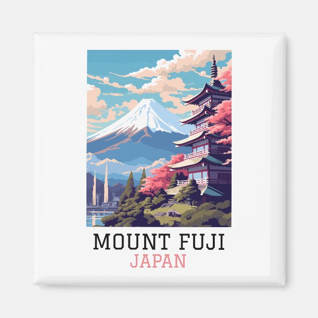 Aimant Élégant Mont Fuji Japon Voyage Art (Devant)