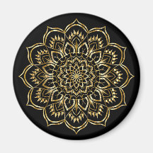 Élégant Motif de Mandala Floral Noir et Or