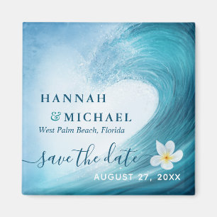 Aimant Elégant Ocean Wave Beach Wedding Enregistrer la da
