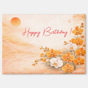 Aimant Elegant Orange Orchid Birthday