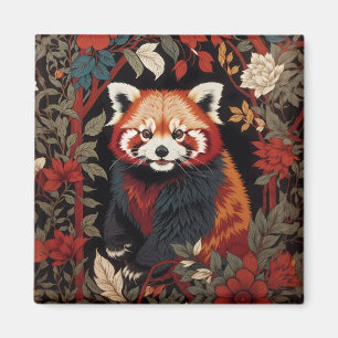 Aimant Élégant Panda Rouge William Morris Inspiré Floral