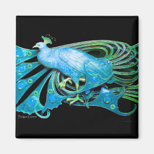 AIMANT ELÉGANT PEACOCK EN AQUA BLEU TURQUOISE VERT, NOIR