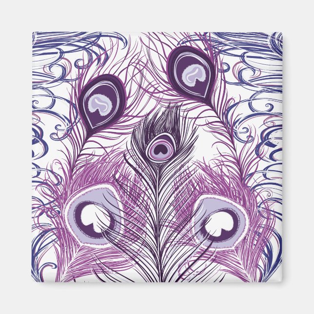 Aimant Elegant Pretty Purple Peacock Feather (Devant)