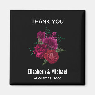 Aimant Élégant Rose Magenta Floral Bouquet Mariage