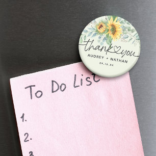 Aimant Élégant Tournesol Eucalyptus Mariage Remerciements