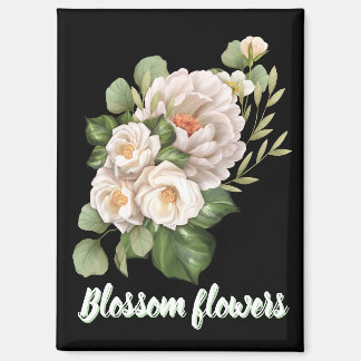 Aimant Elegant white floral bouquet with green leaves