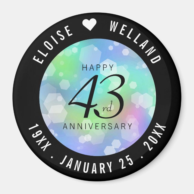 Aimant Élégante 43ème anniversaire du Mariage Opal (Devant)