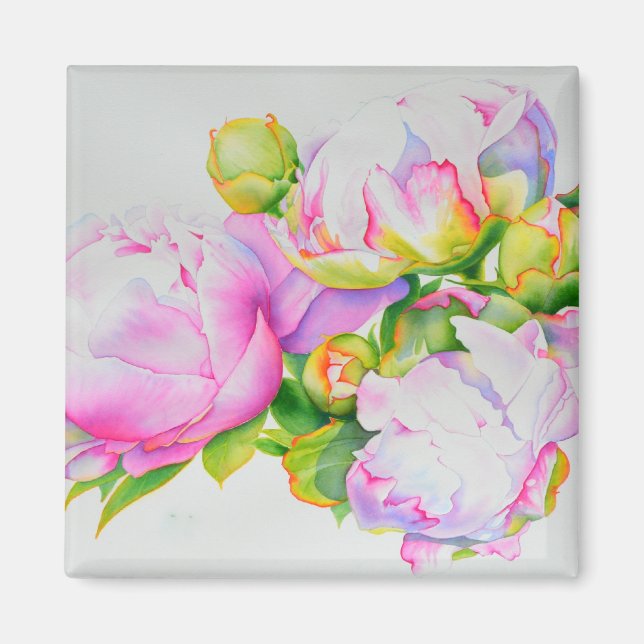 Aimant Elégante peinture d'aquarelle blanche rose (Devant)