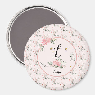 Aimant Élégantes roses roses aquarelles avec papillons