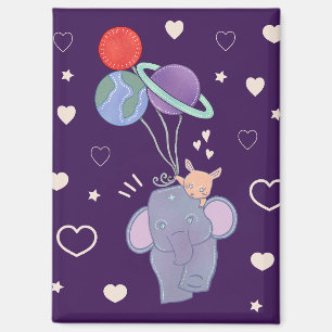Aimant Élément et Lapin Montgolfière Spatiale Fantaisis