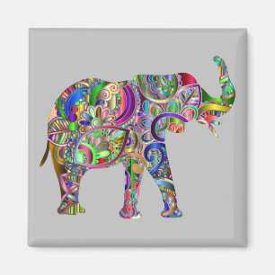 Aimant Eléphant Abstrait vibrant