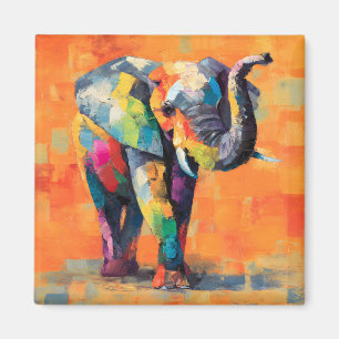 Aimant Eléphant arc-en-ciel Abstrait