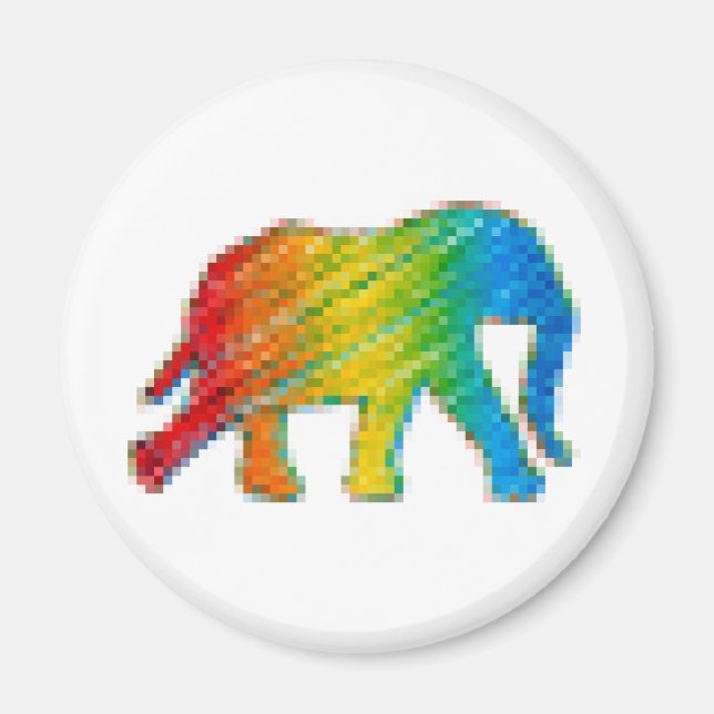 Aimant Eléphant avec Pixels (Devant)