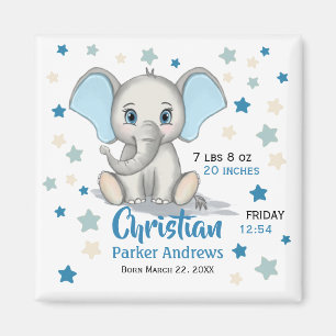 Aimant Eléphant Bébé mignon avec oreilles bleues Boy Stat