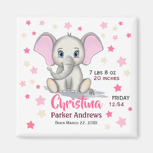 Aimant Eléphant bébé mignon avec oreilles roses statistiq