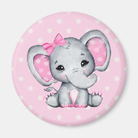 Eléphant de bébé rose mignon avec oreilles Poka Do