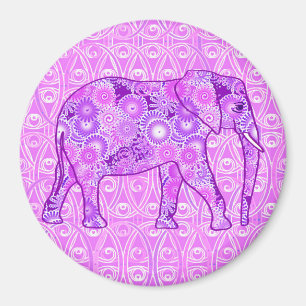 Aimant Éléphant de remous de fractale - pourpre et