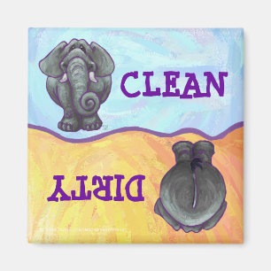 Aimant Elephant Dirty Plats Propres