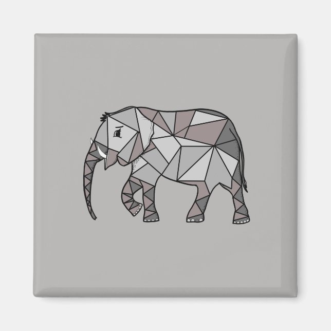 Aimant éléphant géométrique, gris évêque 2 (Devant)
