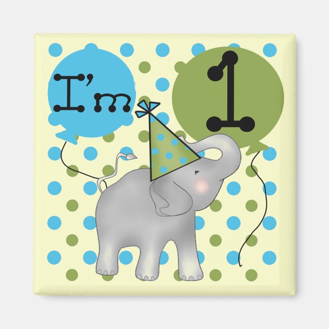 Aimant Elephant I'm 1 Premier Anniversaire Tshirts et cad (Devant)