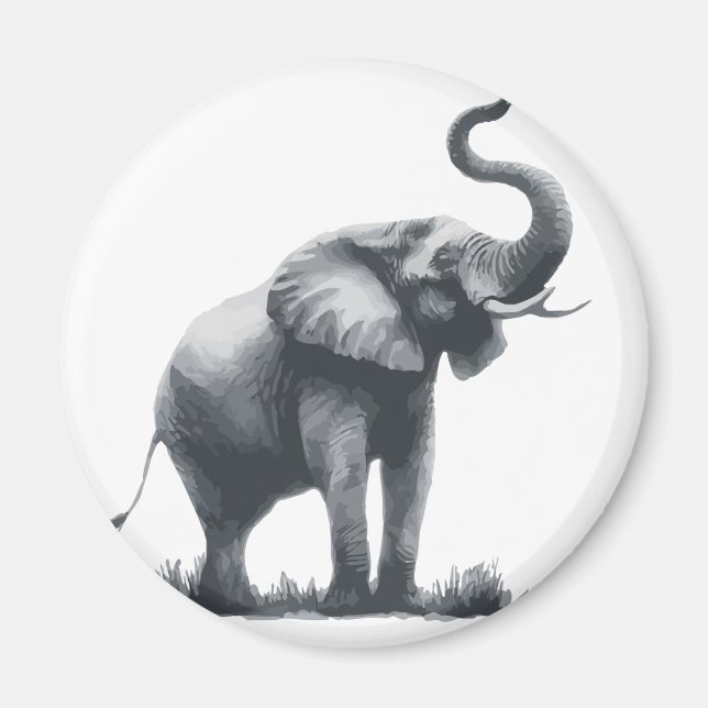 Aimant Eléphant majestueux avec tronc élevé (Devant)