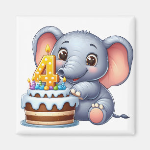 Aimant Éléphant Mignon 4ème Anniversaire