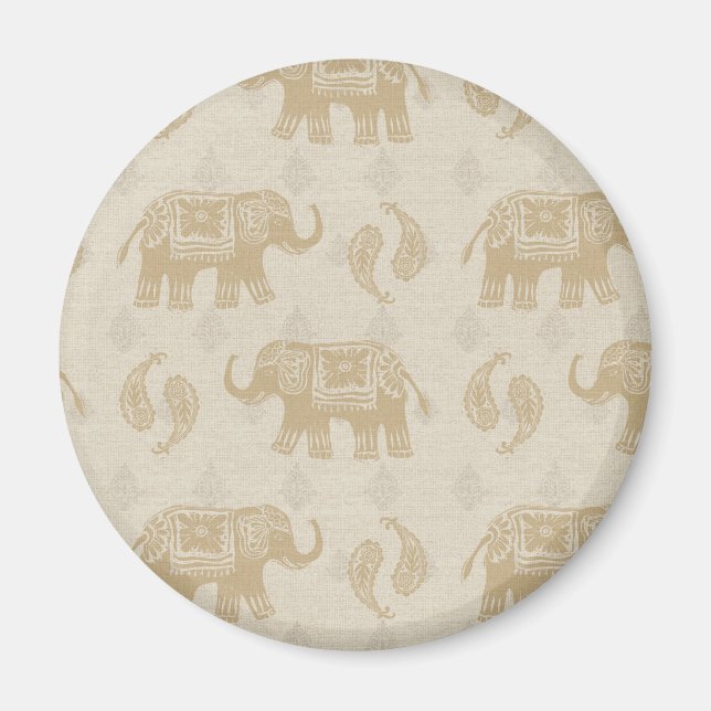 Aimant Elephant Motif de la caravane Kaki (Devant)