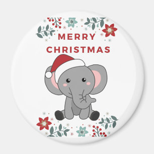 Aimant Eléphant Noël Neige Hiver Animaux Eléphants