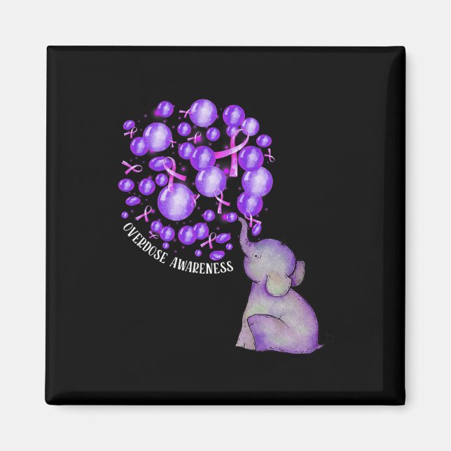 Aimant Eléphant Poussant Des Lons Violets Surdose (Devant)