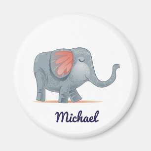 Aimant Eléphant rose gris mignon personnalisable