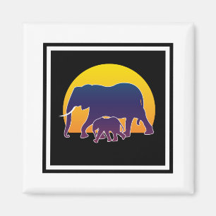 Aimant Eléphants couchés de soleil