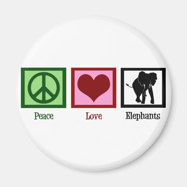 Aimant Eléphants d'amour pour la paix (Devant)