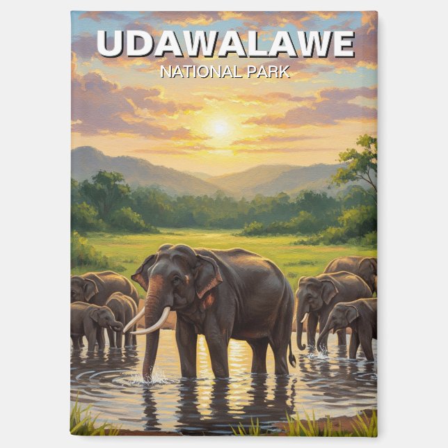 Aimant Eléphants dans le Parc national de Sri Lanka Udawa (Recto)