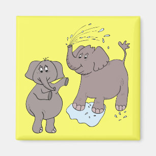 Aimant éléphants drôles "bande dessinée "