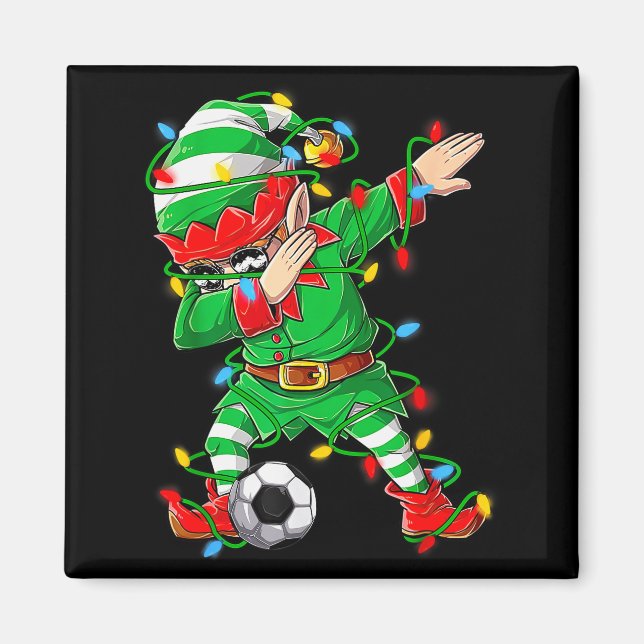 Aimant Elf Dabbing Soccer Player Christmas Dab Xmas  (Devant)