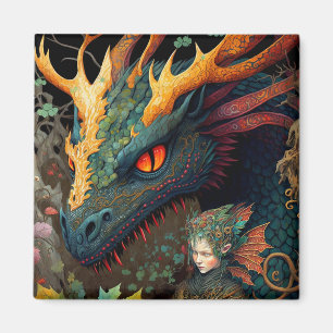 Aimant Elf Et Dragon Imaginaire Art