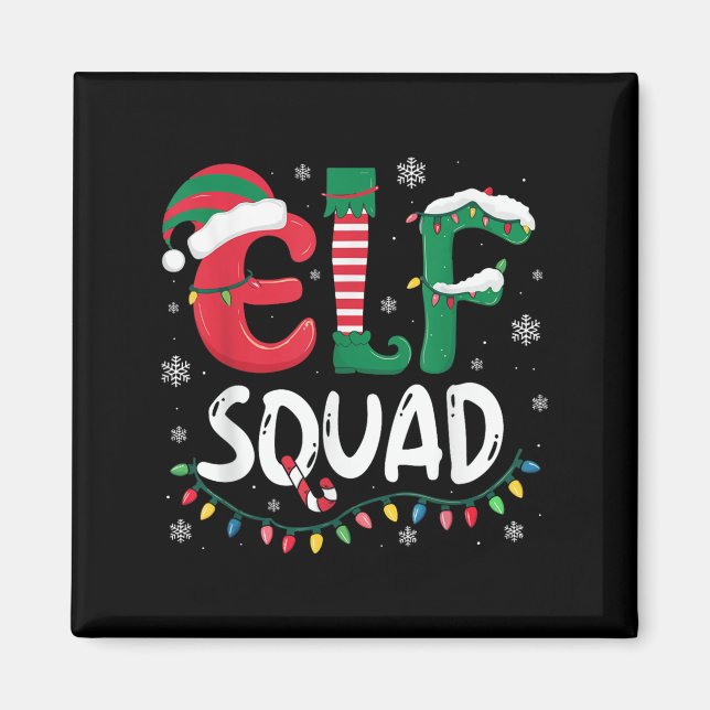 Aimant Elf Family Christmas Matching Pajamas Xmas Elf Squ (Devant)