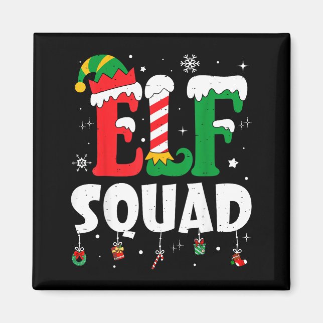 Aimant Elf Family Christmas Matching Pajamas Xmas Elf Squ (Devant)
